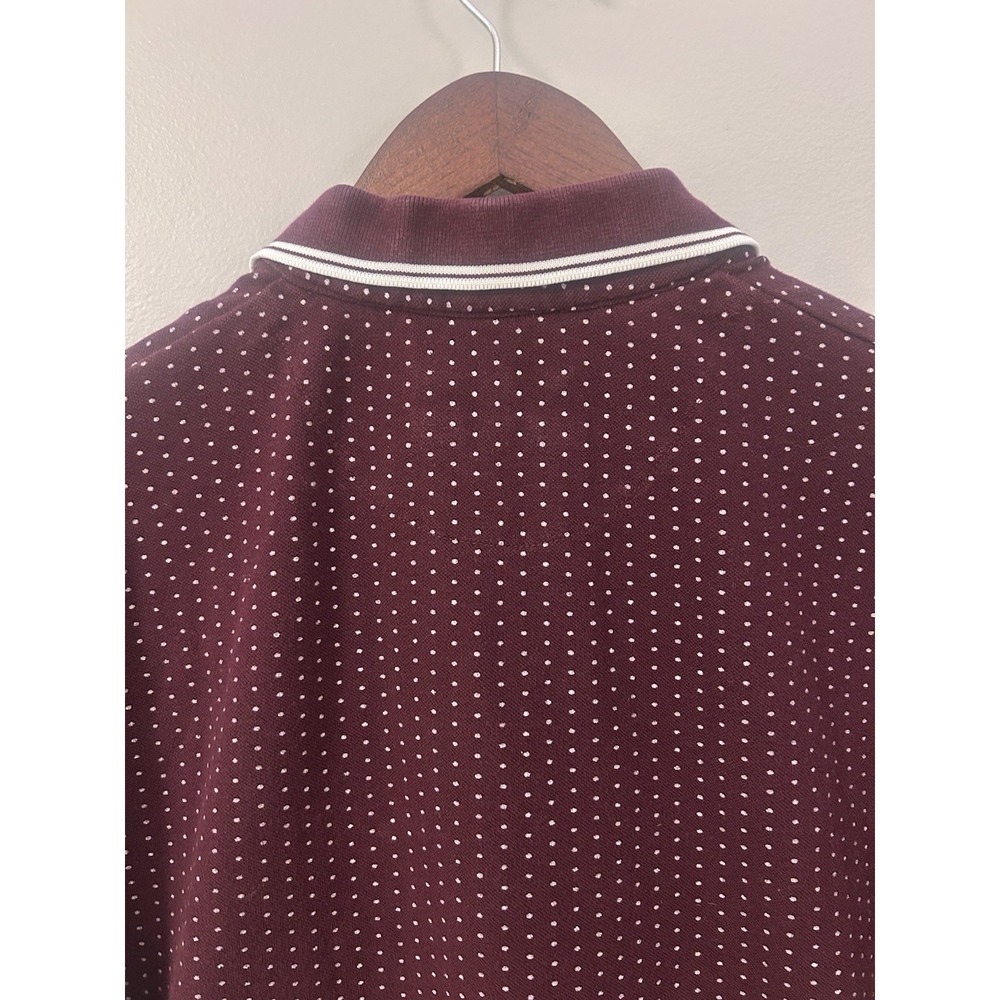 DENIM‎ & FLOWER RICKY SINGH Slim  Polo Burgundy White Poka Dot M Golf - Picture 13 of 14